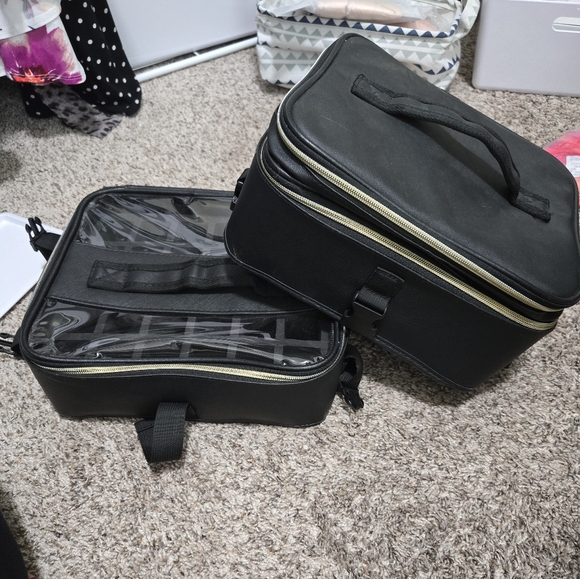 45 bottle nail polish travel holder - Black Makeup Organizer w/ Gold Accents - Picture 5 of 8